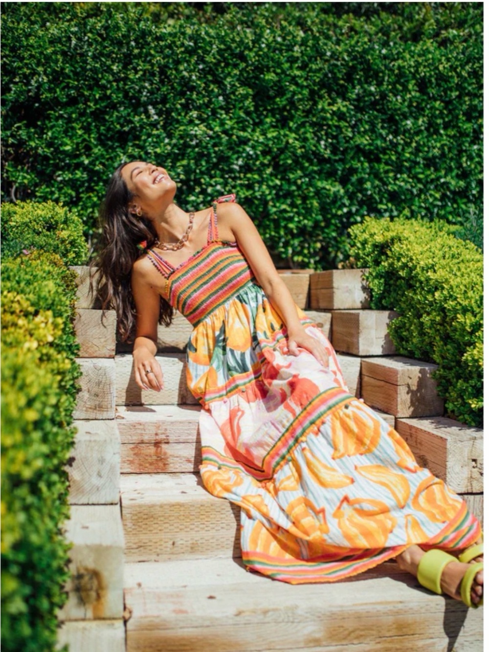 Farm Rio Fruits Scarves Tiered Maxi Dress